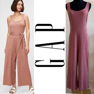 GAP Red Wide Leg Cotton Blend Jumpsuit, sz Small‎ - Sleeveless Casual Overalls